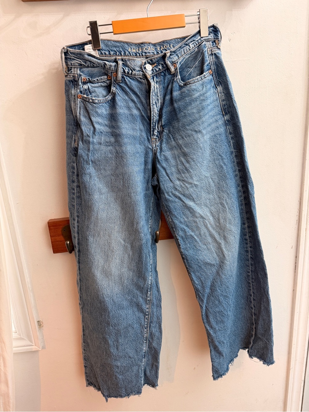 American Eagle Super High-Rise Baggy Wide Leg Blue Size Medium (10)